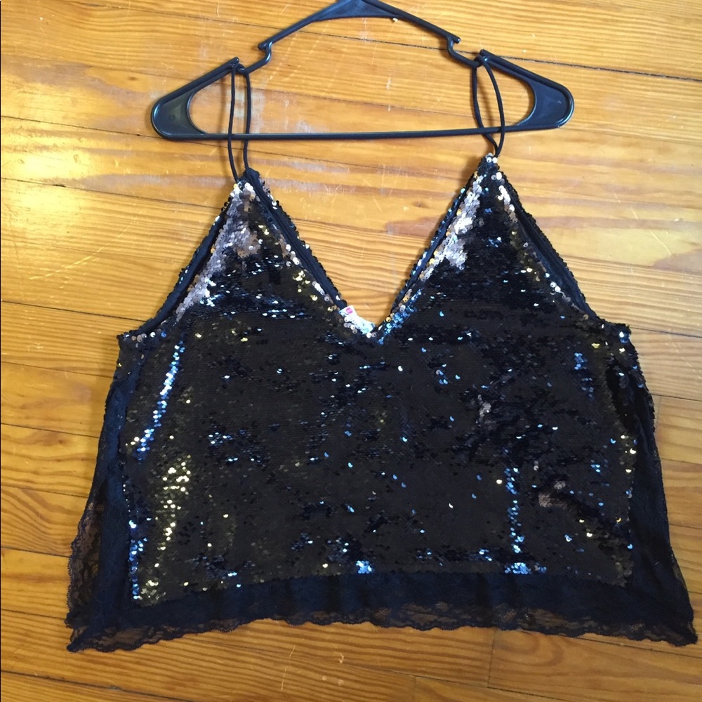 BRAND NEW free people black sequined tank top